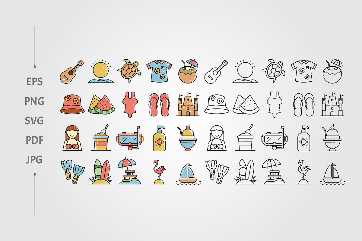 set o f Icons related to holiday, an Outline Icon by lawoel