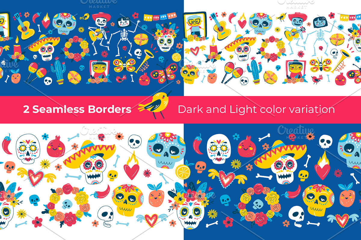 Día de los Muertos Clipart & Pattern, a Seasonal Illustration by VasilkovS (Photo 6 of 7)