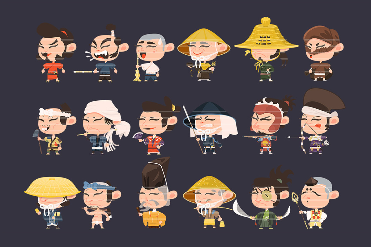36 Samurai Characters, a Person Illustration by Flat Icons (Photo 2 of 4)