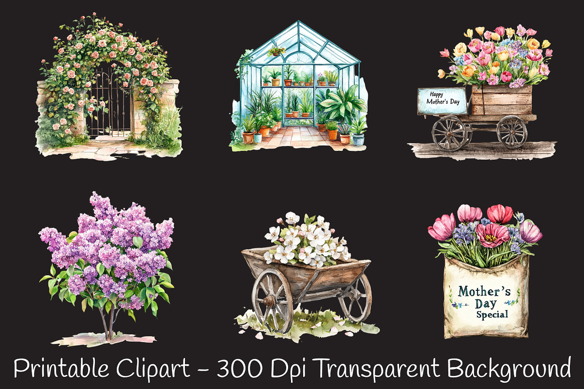 Garden Mother's Day Watercolor Clipa, an Illustration by RobertsArt (Photo 3 of 7)
