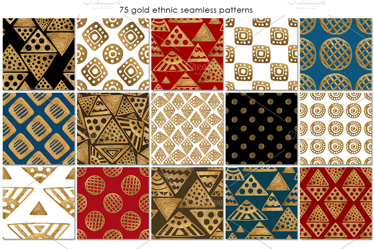 GOLD ETHNIC patterns. Hand painted., a Pattern Graphic by xgart (Photo 6 of 7)
