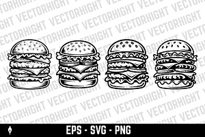 double or triple cheeseburger, a Food Illustration by Vectorhight