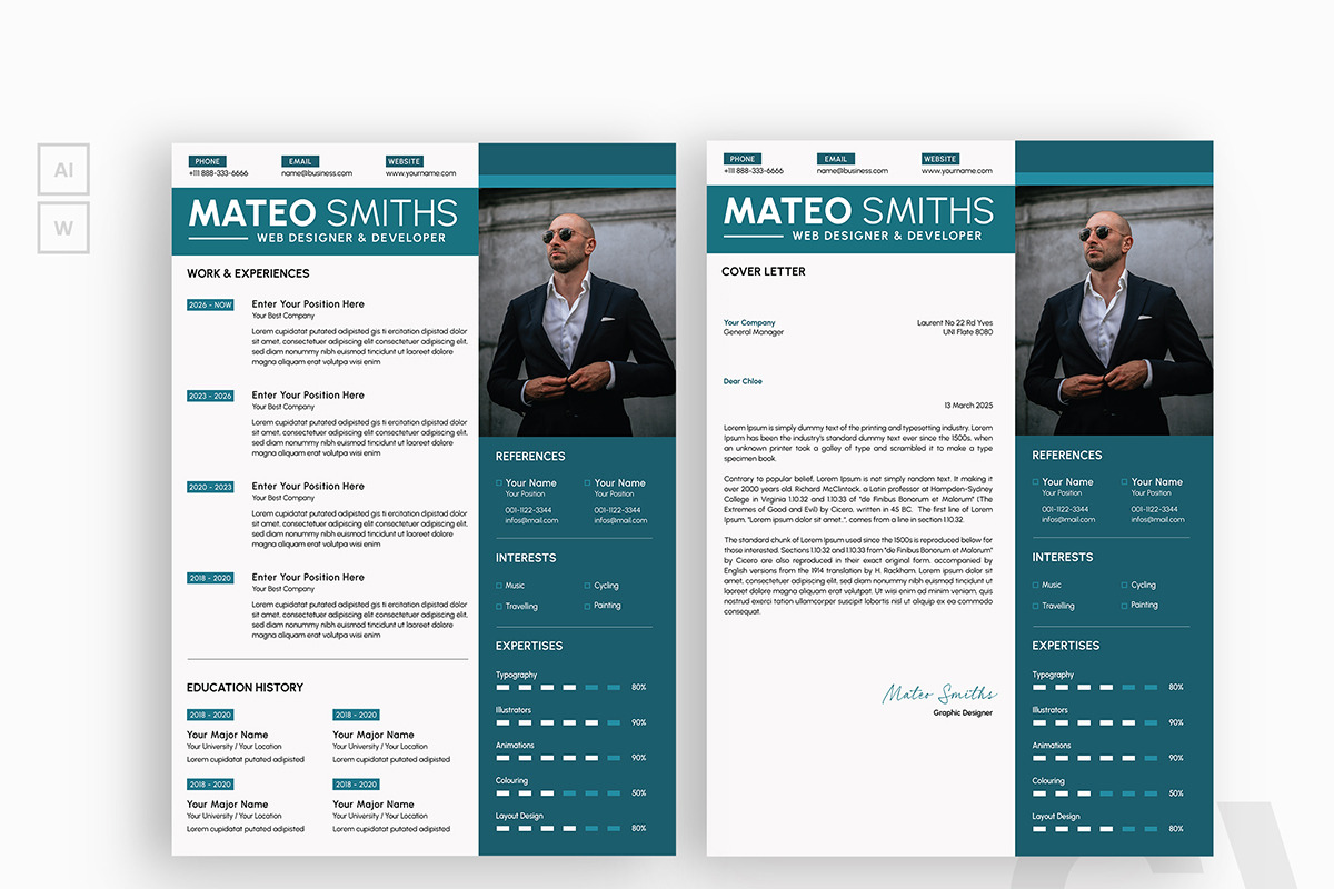 Background Graphics Resume CV, a Resume Template by iDoodle Studio