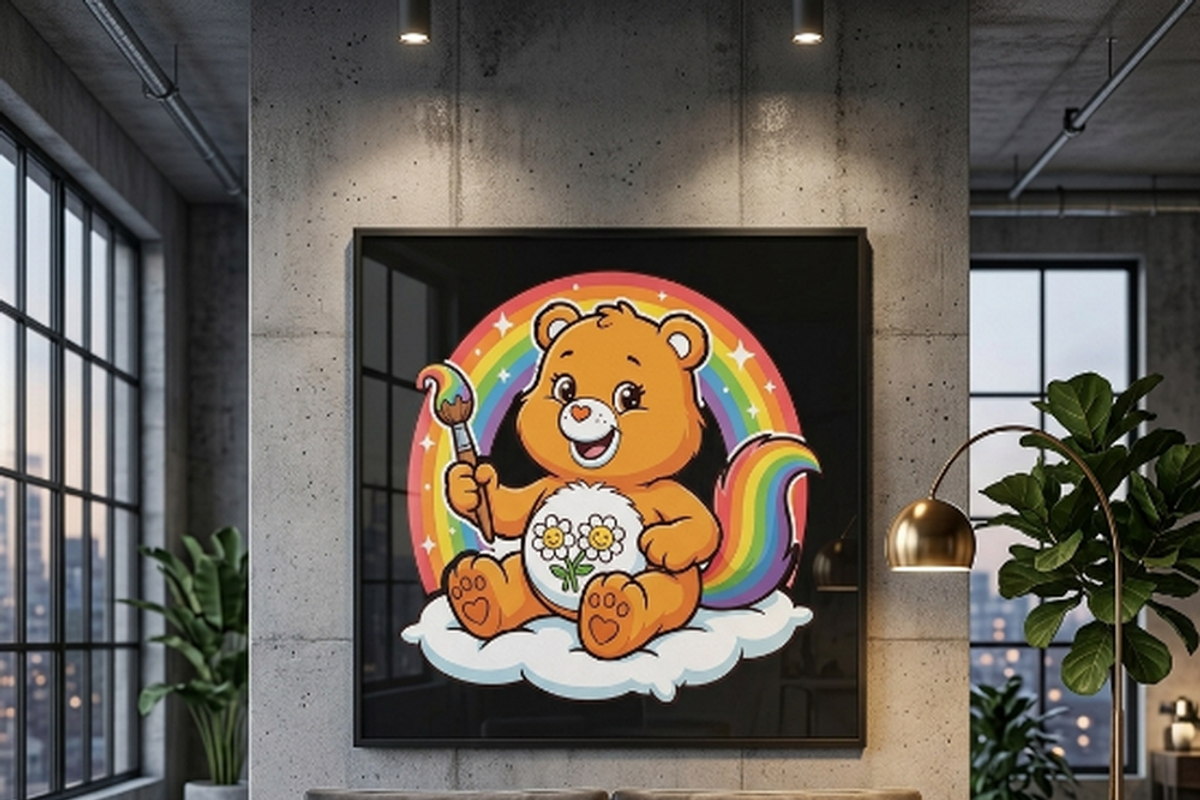 Bear holding Paintbrush Rainbow, a Shirt Mockup by Vector Stall (Photo 16 of 16)