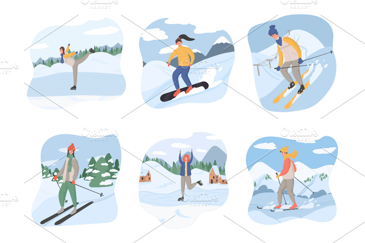 Winter sport people characters, a Person Illustration by Thkatefox (Photo 2 of 7)