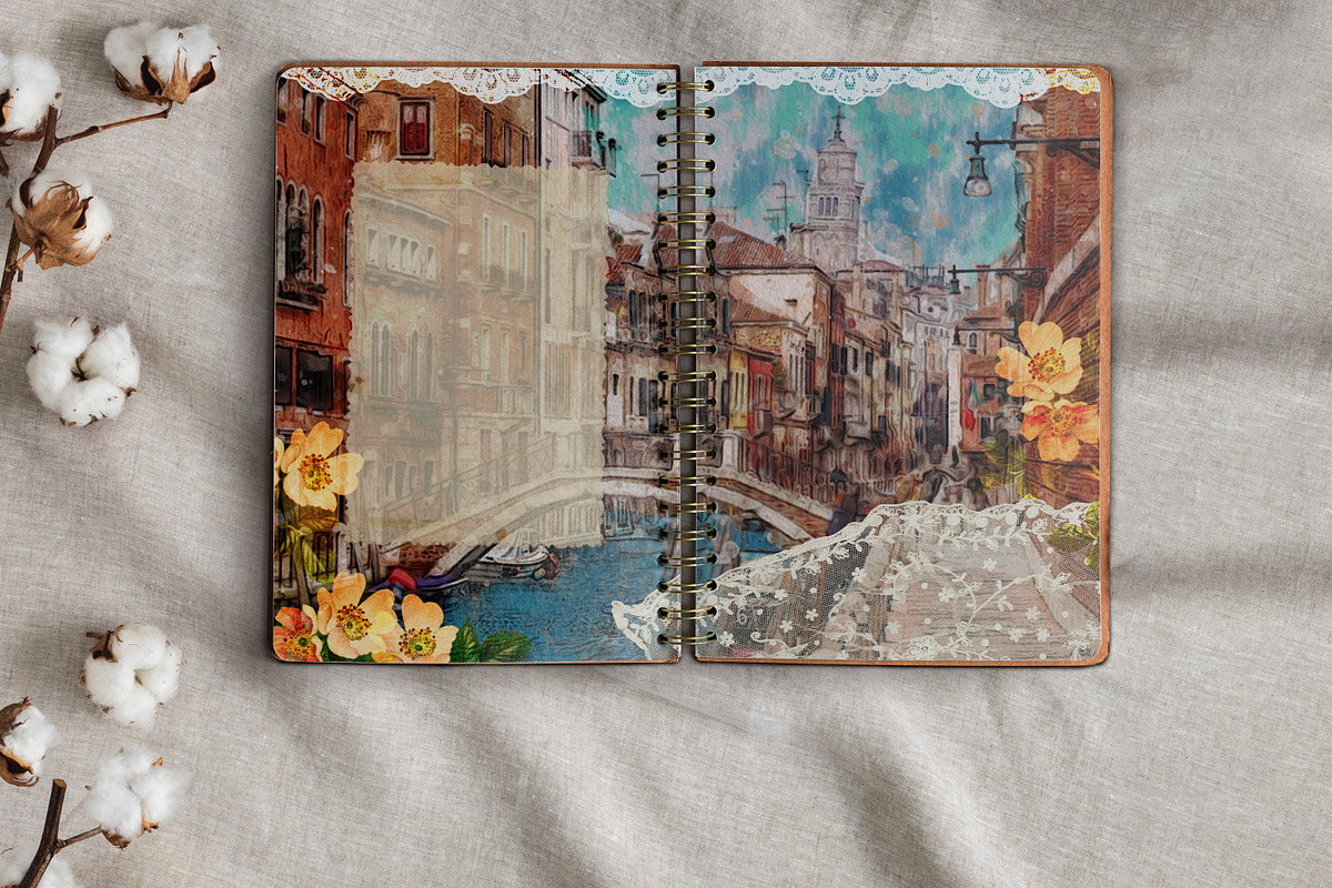 Venice watercolor, junk magazine, a Pattern Graphic by NastiaDesignsPrints (Photo 3 of 5)