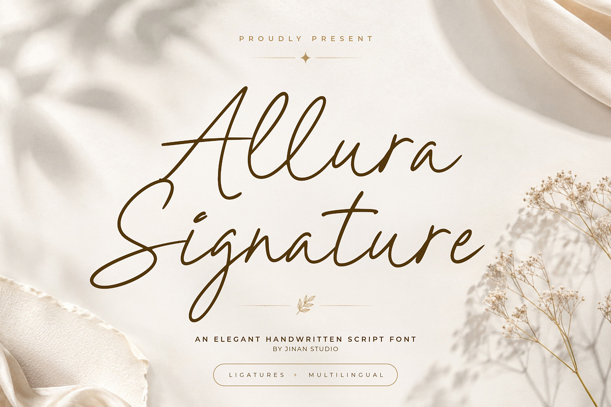 Allura Signature - Handwritten Font, a Script Font by Ainun Jinan (Photo 1 of 9)