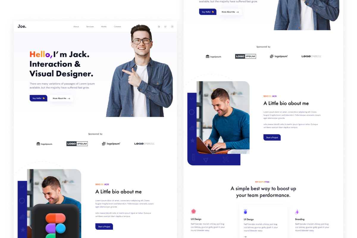 Sio - Personal Portfolio Website Fig, an UI Kit Template by ArtGalaxy (Photo 4 of 4)