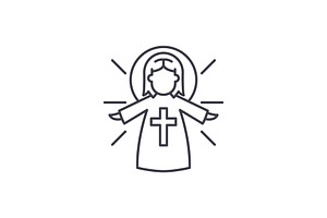 Religious angel line icon concept