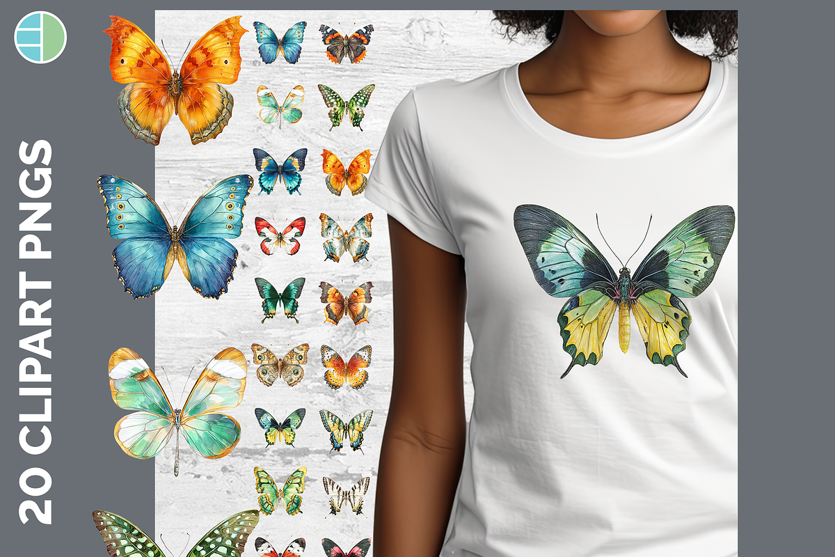 Butterfly Illustration Bundle 25 PNG, an Animal Illustration by Enliven Designs (Photo 1 of 8)