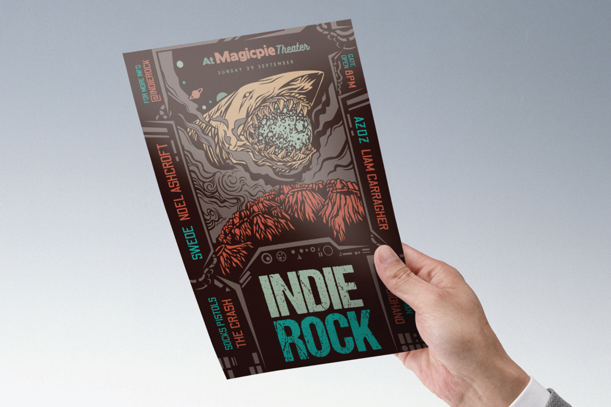 Space Shark Hand Drawn Vector Flyer, a Flyer Template by ashenterprise (Photo 3 of 4)