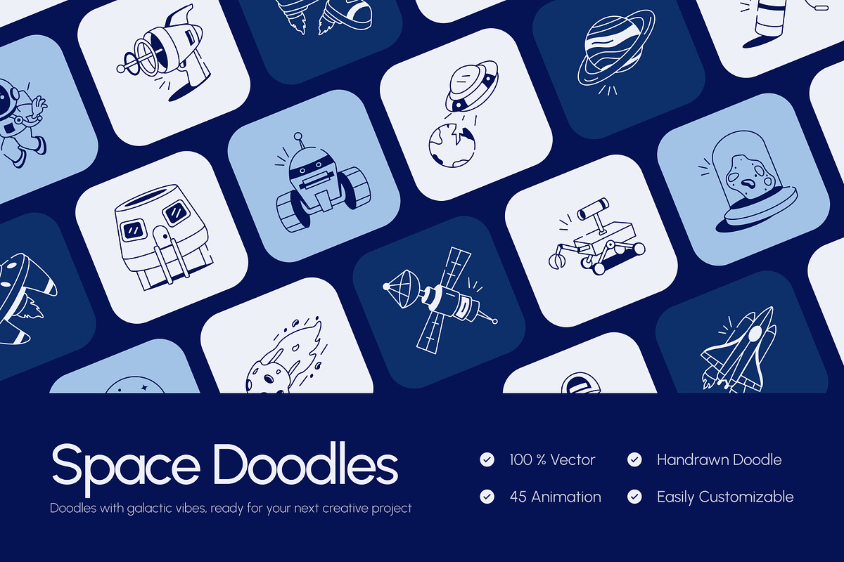 Animated Space Drawing Art Set, an Outline Icon by Vectors Market (Photo 1 of 4)