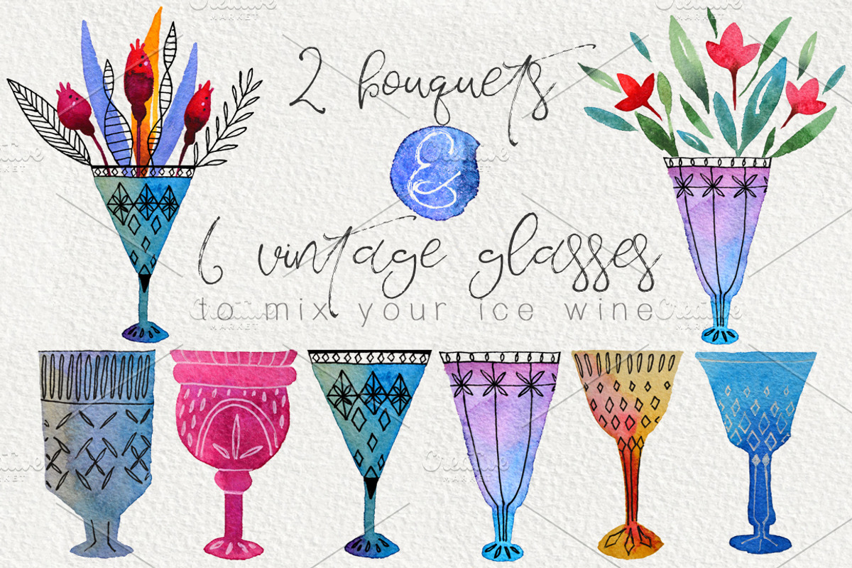 Ice Wine. Watercolor design set, a Decorative Illustration by Astel (Photo 3 of 6)