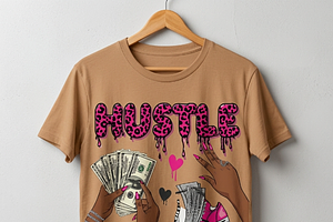 Hustle Pink Leopard Money Art