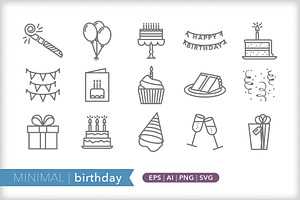 Minimal Birthday Icons