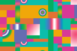 2 Rainbow Modern Geometric Blocks, a Pattern Graphic by Sharon Schwalbe
