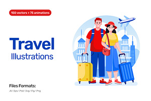 Travel Illustrations Bundle, a Transportation Illustration by Brickclay