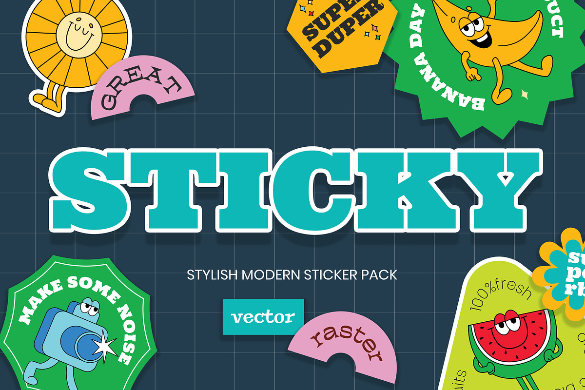 Sticky vintage&modern sticker pack, an Object Graphic by Beauty Drops