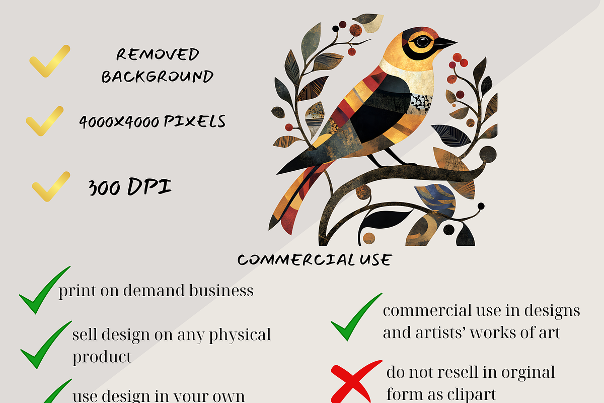NORTH AMERICA FOLK ART BIRDS CLIPART, an Animal Illustration by Daring Digies (Photo 6 of 10)