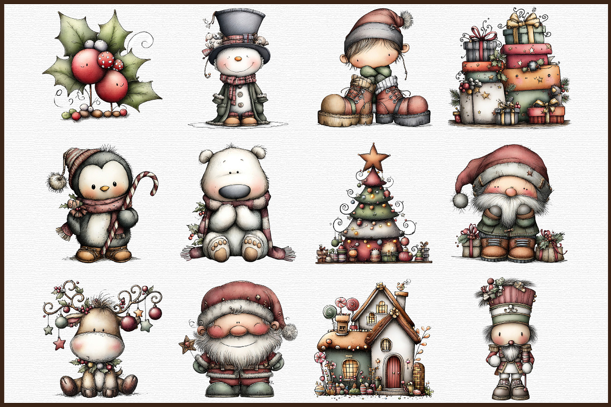 Whimsical Christmas Clipart Bundle, an Illustration by Sublimation Artist (Photo 3 of 6)