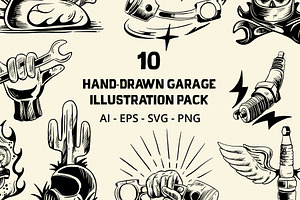 Hand Drawn Garage Illustration Pack, an Object Illustration by Pokal Studio