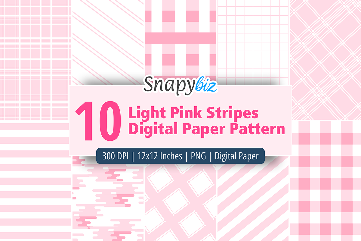 Light Pink Stripes Digital Paper, a Pattern Graphic by Snapybiz (Photo 1 of 5)