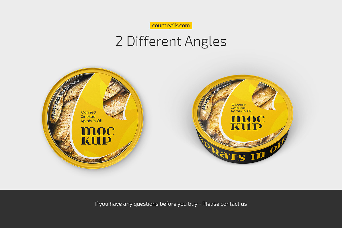 Canned Smoked Sprats in Oil Mockup, a Packaging Mockup by Country4k (Photo 3 of 3)