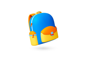 School backpack 3d icon. Isolated, an Object Illustration by Valerie Bodnar