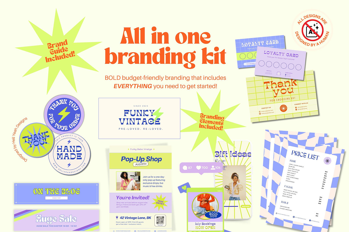 Ultimate Funky & Vibin Branding Kit, a Branding & Logo Template by Hell Yeah Designs (Photo 4 of 29)