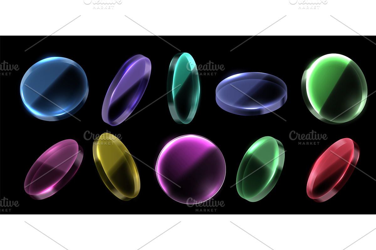 Color glass discs. Tinted lens, an Illustration by winwin.art