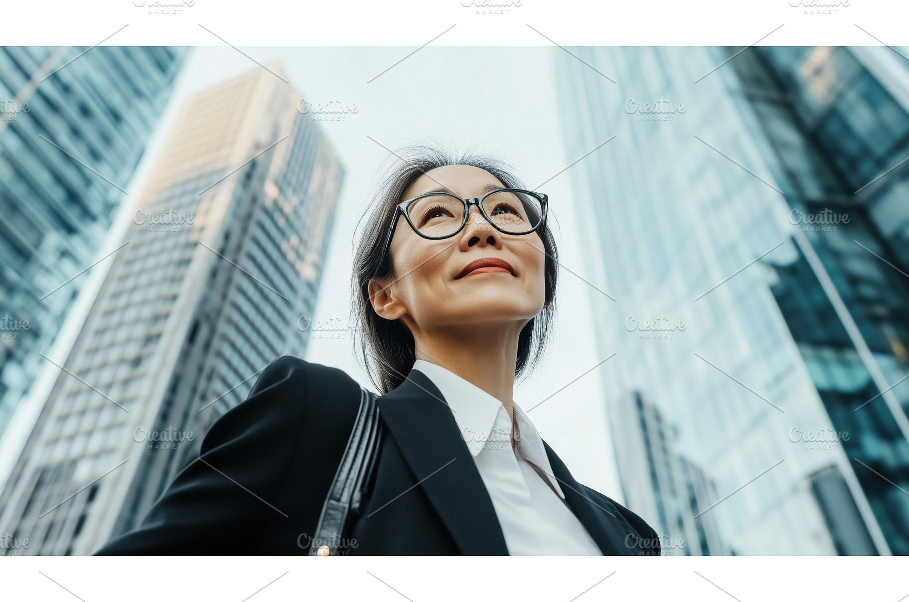 Confident Asian businesswoman, an Architecture Photo by Sergey Kotenev