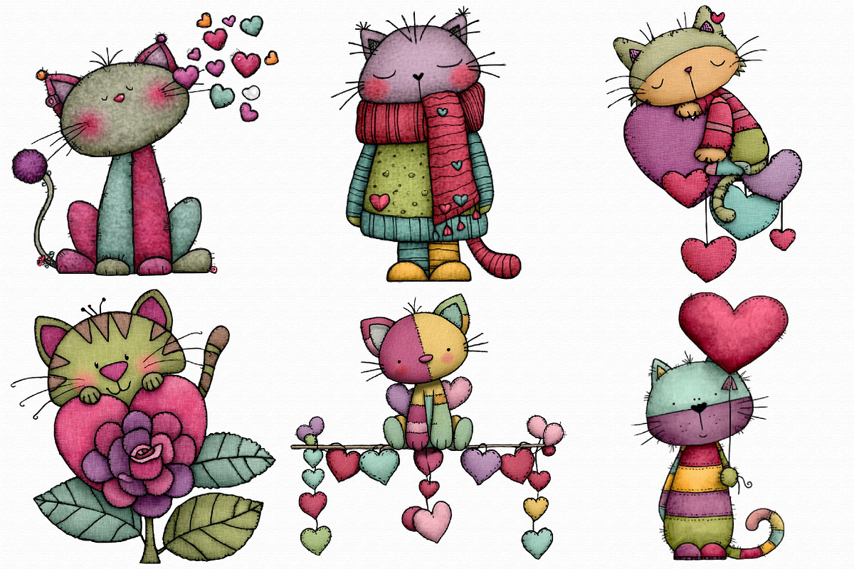 Whimsical Valentine’s Day Cat Clipar, an Illustration by Libby Wishes (Photo 4 of 7)