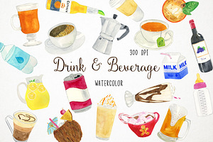 Watercolor Drinks & Beverage Clipart