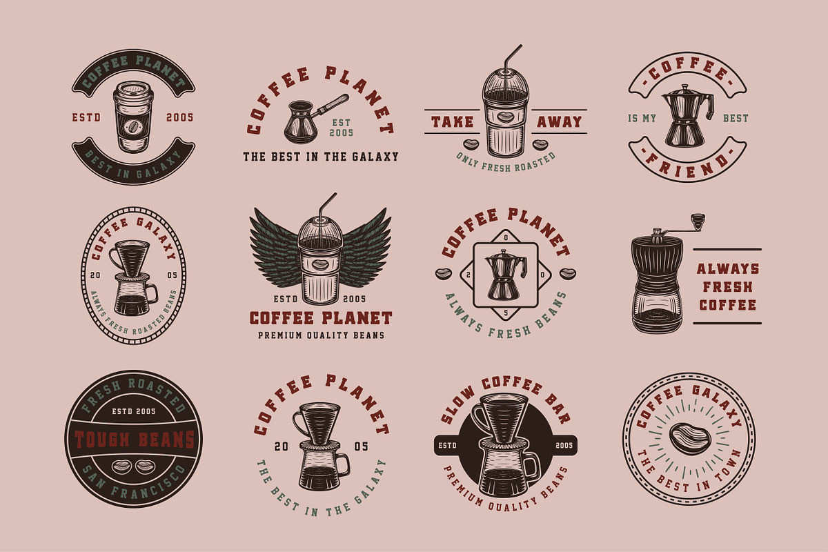Vintage coffee emblems part 3, a Branding & Logo Template by AkimD (Photo 2 of 4)