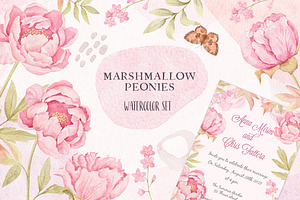 Marshmallow Watercolor Peonies