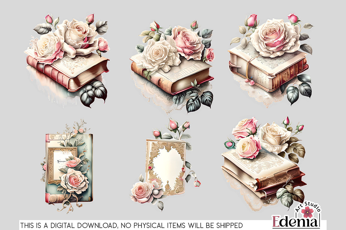 Vintage Romantic Clipart Bundle, a Decorative Illustration by EdeniaArtStudio (Photo 12 of 13)