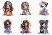 Whimsical Halloween Girl Clipart, a Seasonal Illustration by fashionaddict (Thumbnail 3 of 7)