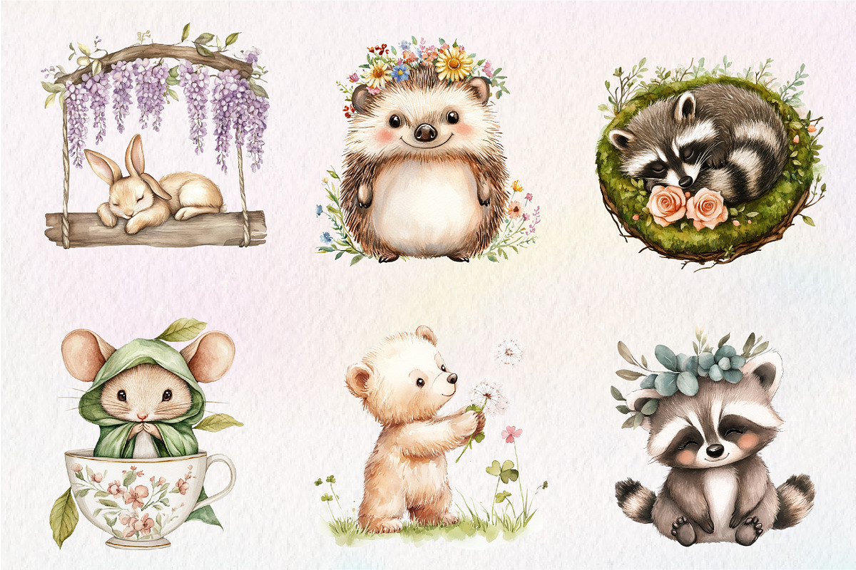 Sweet Woodland Floral Animal, an Illustration by CreationArt (Photo 4 of 9)