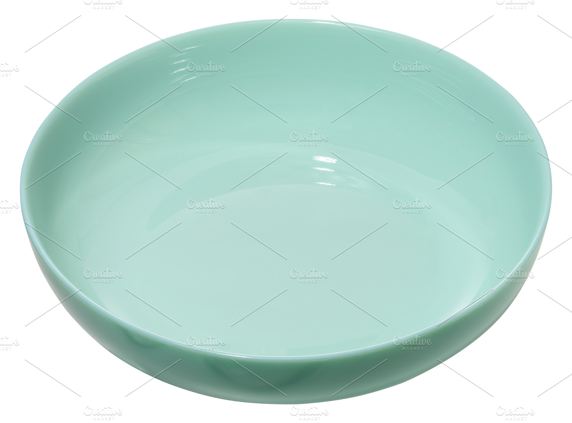 Turquoise empty glass bowl isolated on a white background, a Food & Drink Photo by ndanko
