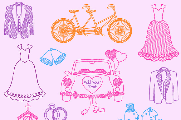 Doodle Wedding Photoshop Brushes preview 7