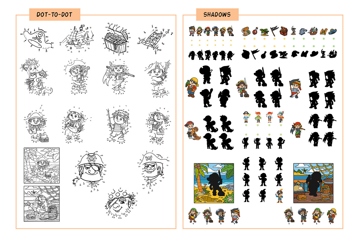 Pirate cartoon set of activity games, an Education Illustration by Ksenya Savva (Photo 9 of 10)