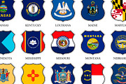 Shields with the flags of the USA, an Education Illustration by frizio (Thumbnail 8 of 10)