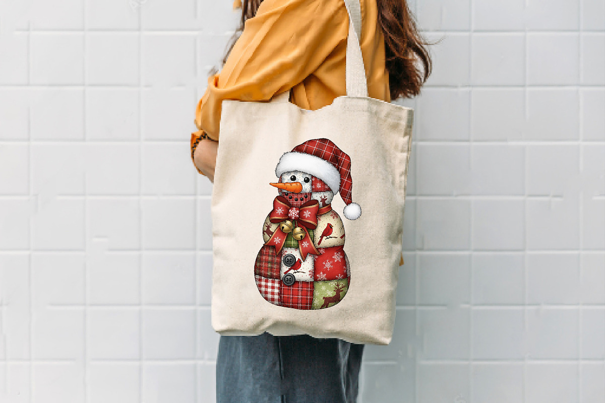 Patchwork Christmas Snowman PNG, an Illustration by Dream Creation (Photo 4 of 5)