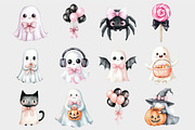 Watercolor Pink Ghost Clipart, a Seasonal Illustration by Design Market (Thumbnail 4 of 4)