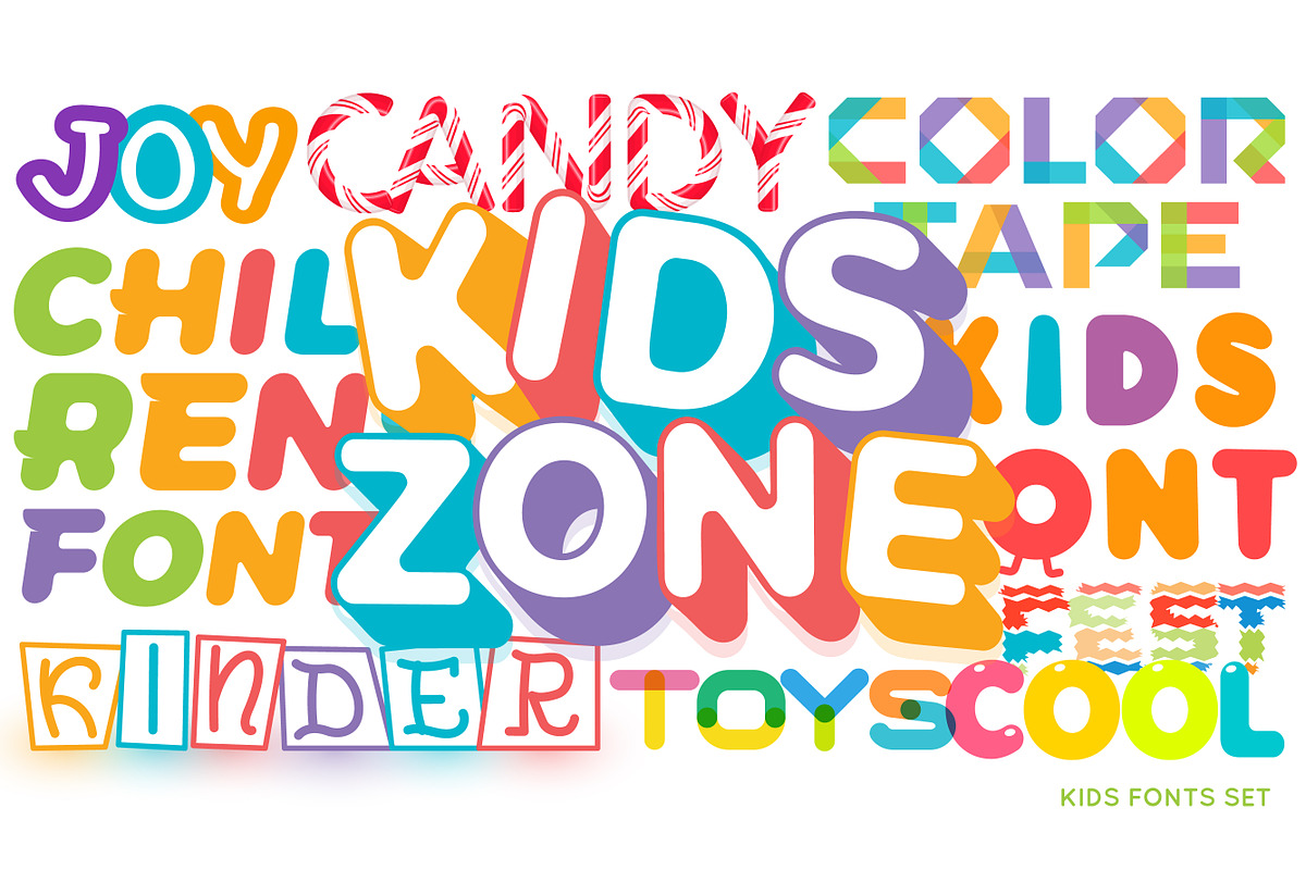 Kids Font Bundle, a Sans Serif Font by artyway (Photo 1 of 12)