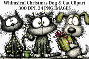 Christmas Dog & Cat Clipart, an Illustration by Canvas Craft (Thumbnail 1 of 7)