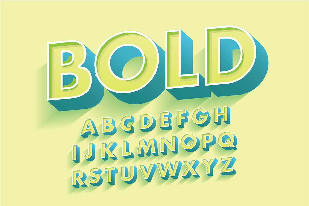 3d bold typography design vector, an Illustration by lyeyee