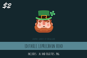 Editable Vector Leprechaun Head