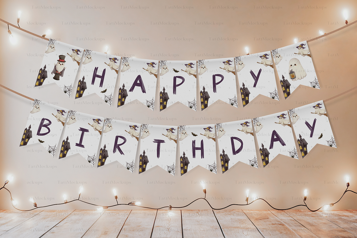 Wall Garland Mockup, Bunting Mock, a Product Mockup by TatiMockup (Photo 3 of 5)