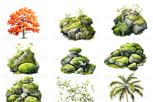 Watercolor Forest Clipart, Woodland